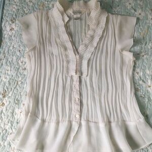 White Ruffle Blouse -